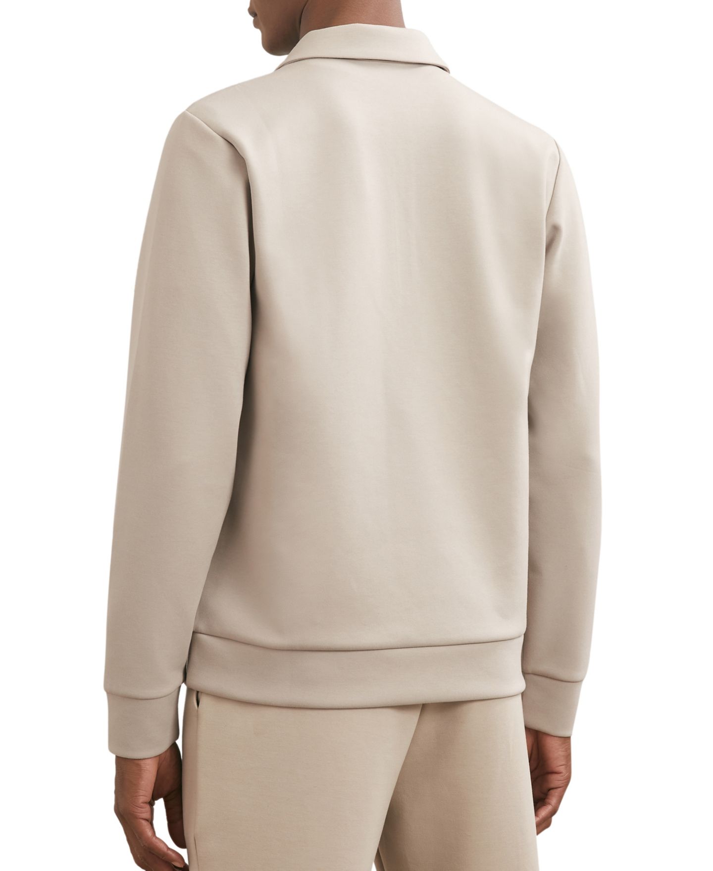 Мужская толстовка REISS Prince Premium Interlock Half-Zip Polo, цвет: Серо-бежевый — фото 5