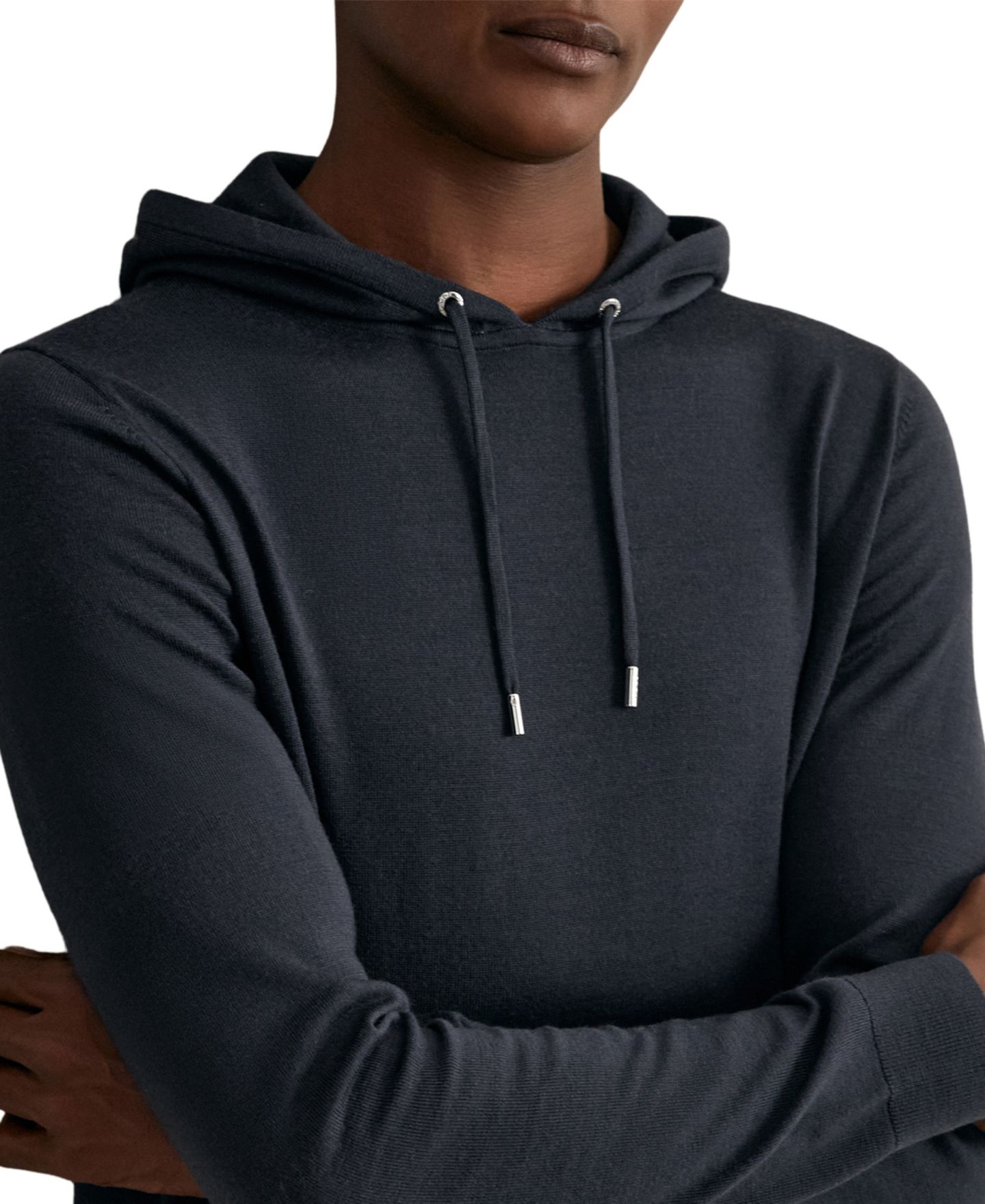 Мужское худи REISS Holland Merino Wool Regular Fit, цвет: Полуночный тёмно-синий — фото 6