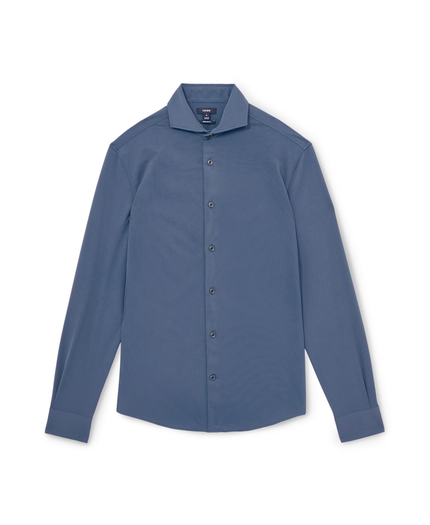 Мужская рубашка REISS Charge Stretch-Jersey Cutaway-Collar Long-Sleeve, цвет: Тёмный синий — фото 2