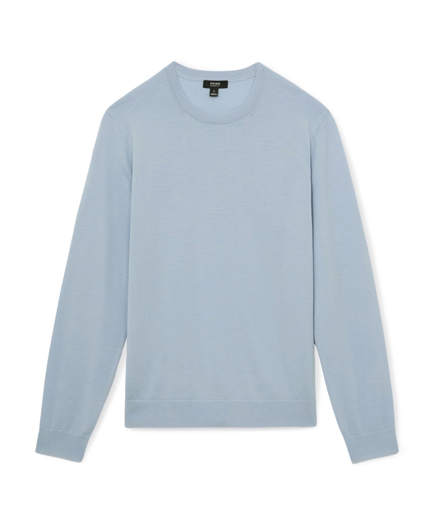 Мужской свитер REISS Wessex Crew-Neck Merino-Wool Slim-Fit, цвет: Мягкий синий — фото 2