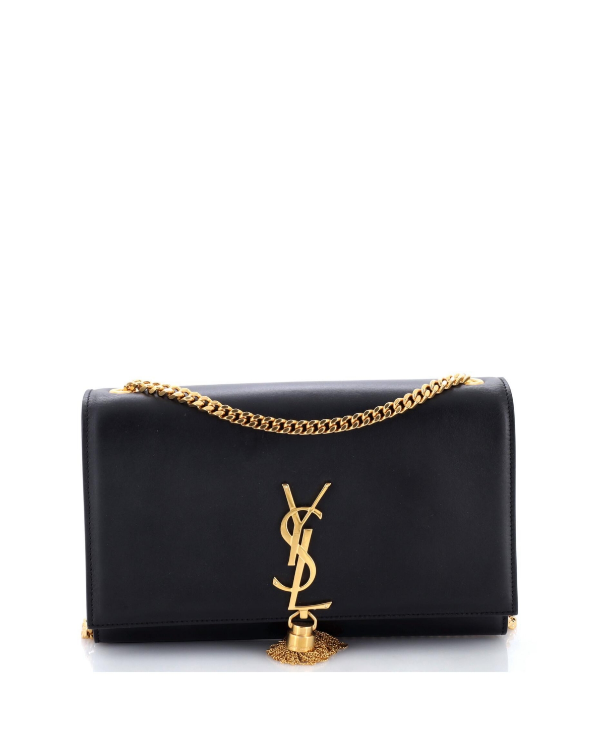 Pre-Owned Saint Laurent Medium Classic Monogram Tassel Crossbody Bag Leather - Black