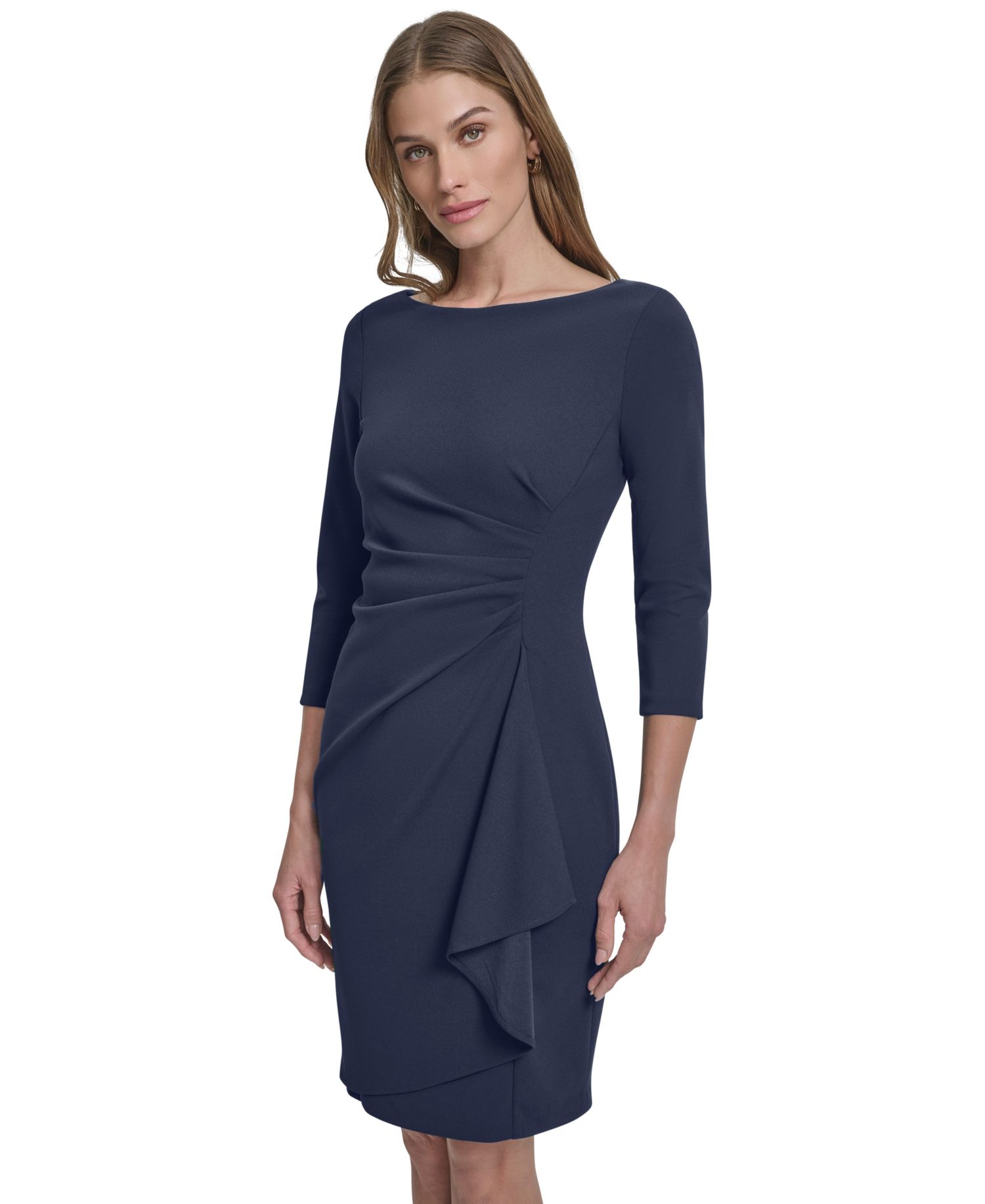 Women's 3/4-Sleeve Ruched Short Dress