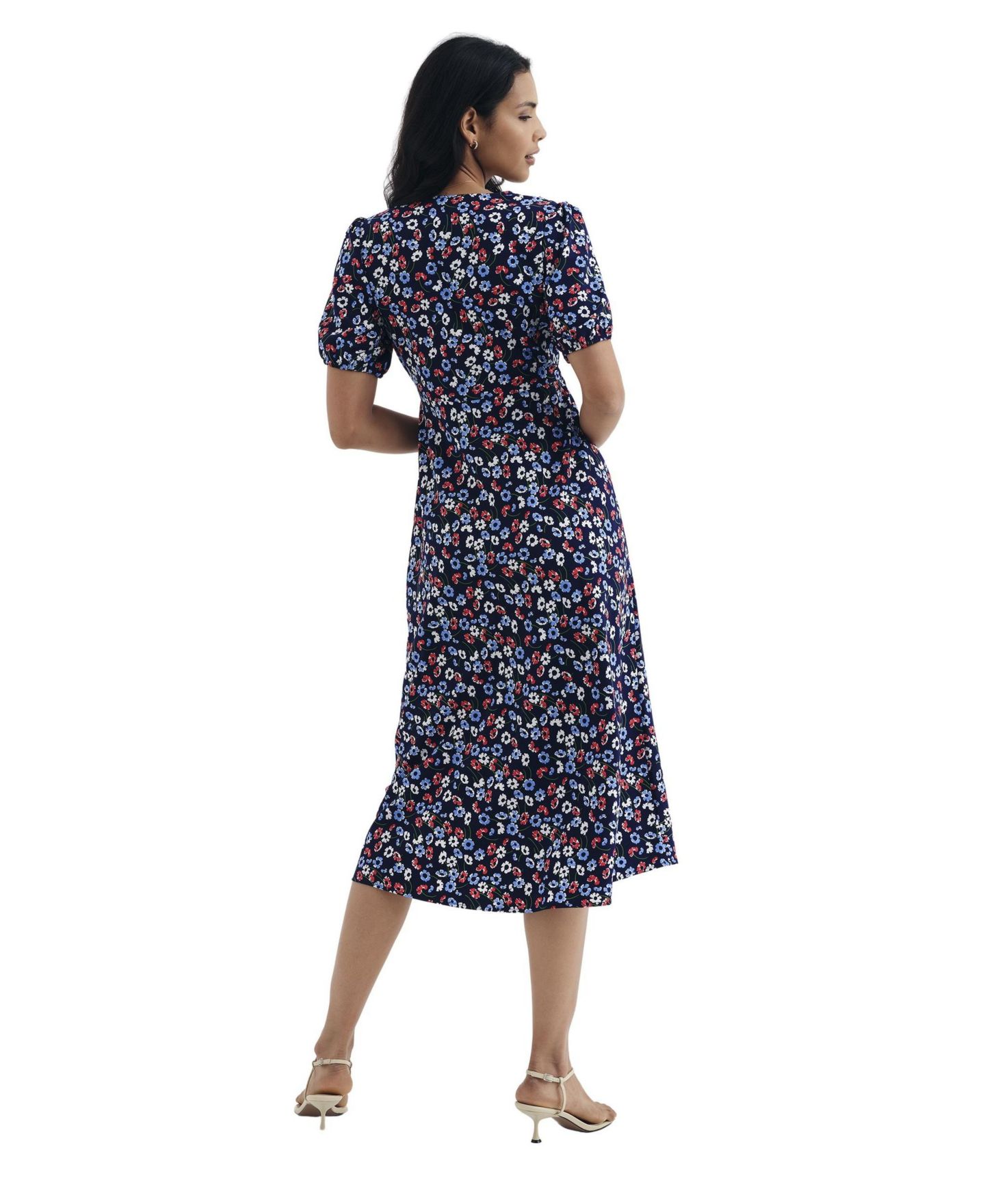 Женское платье Finery London Robyn Floral-Print A-Line Empire-Waist Midi, цвет: Тёмно-синий — фото 5