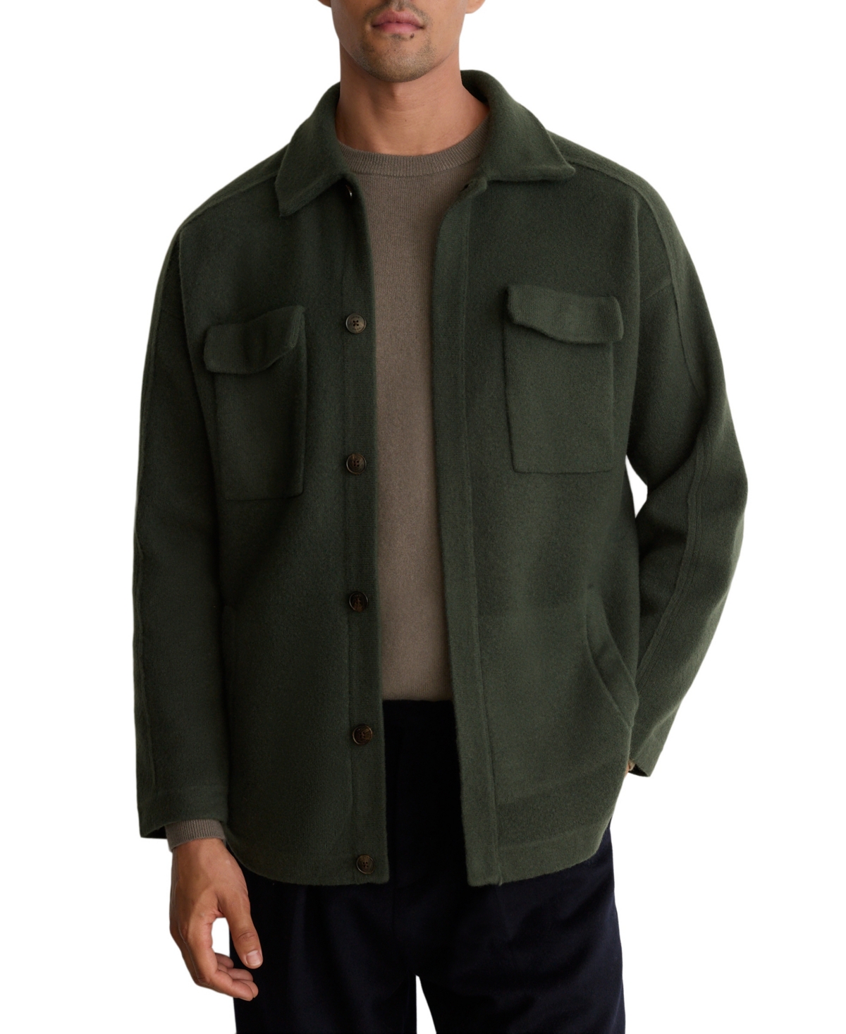 Reiss Men's Lockwood Boiled-Wool Twin-Pocket Overshirt