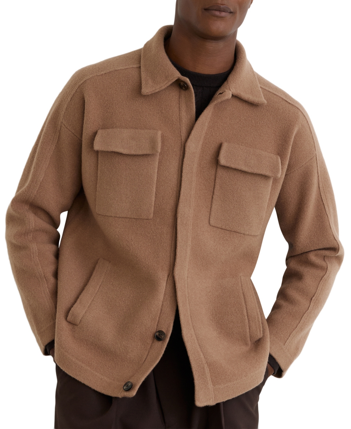 Reiss Men's Lockwood Boiled Wool Classic-Fit Long-Sleeve Overshirt