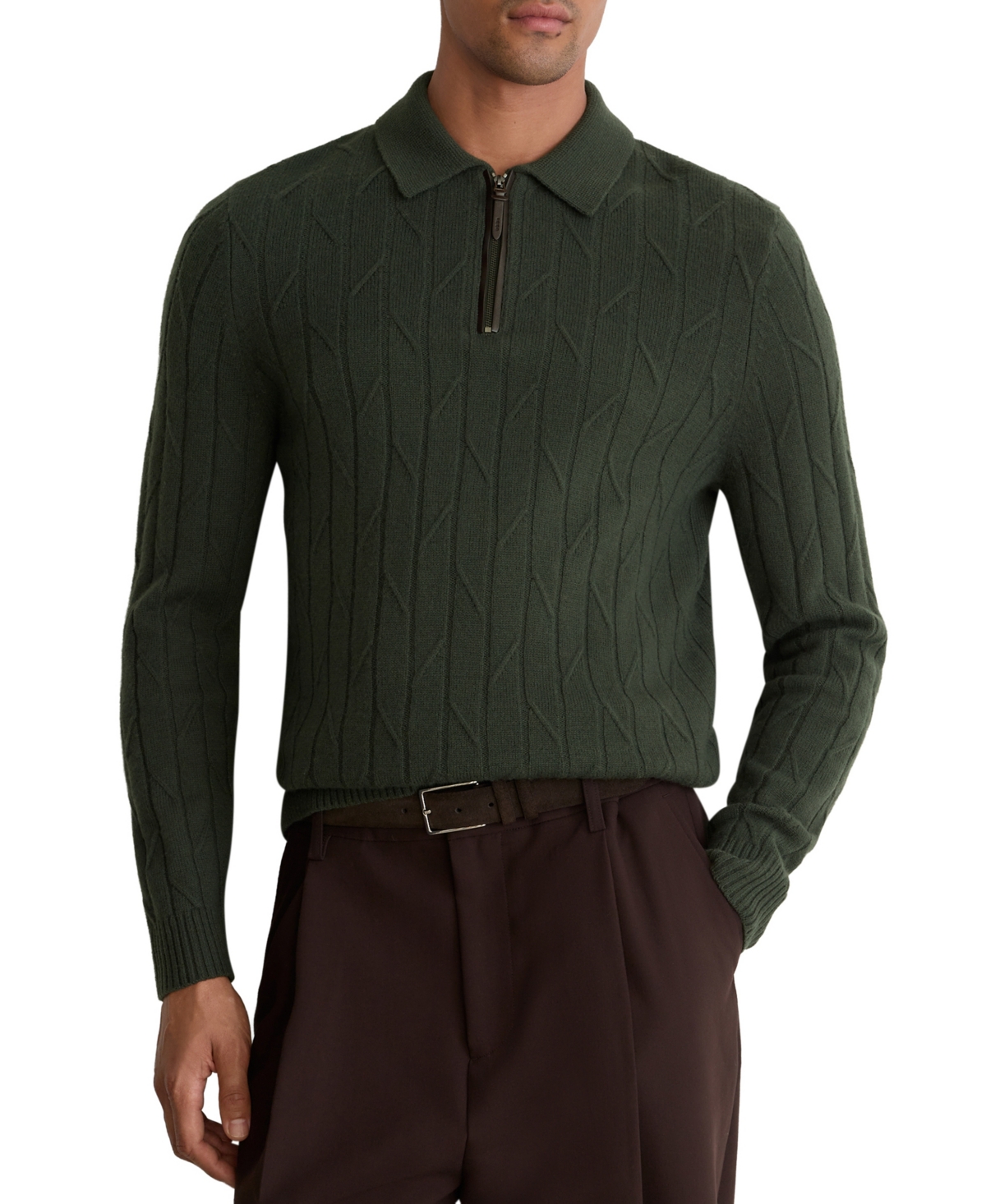 Reiss Men's Barstow Wool Half-Zip Rib-Knit Polo Sweater