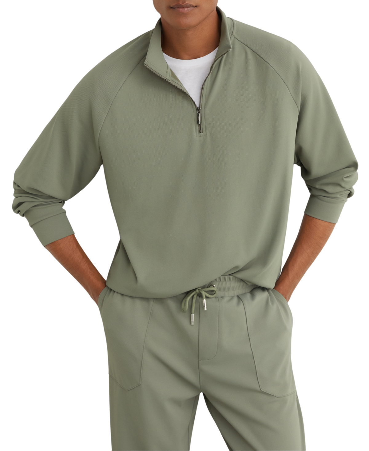 Reiss Men's Eytan Half-Zip Raglan-Sleeve Stretch-Twill Sweatshirt