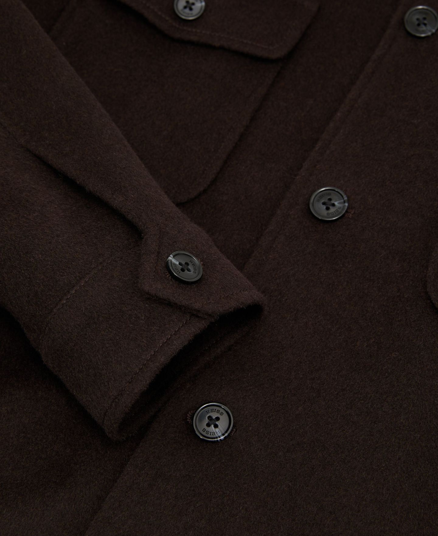 Мужская рубашка REISS Liam Wool-Blend Twin Flap Pockets Overshirt, цвет: Тёмный коричневый — фото 4