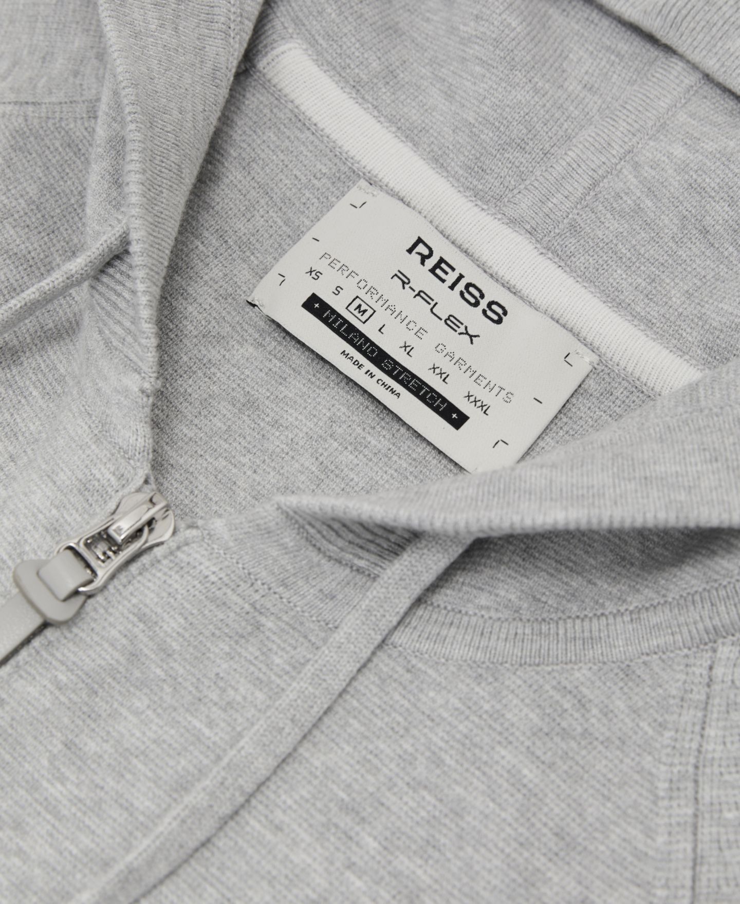 Мужское худи REISS Manchester R-Flex Full-Zip Milano Knit, цвет: Мягкий серый — фото 4
