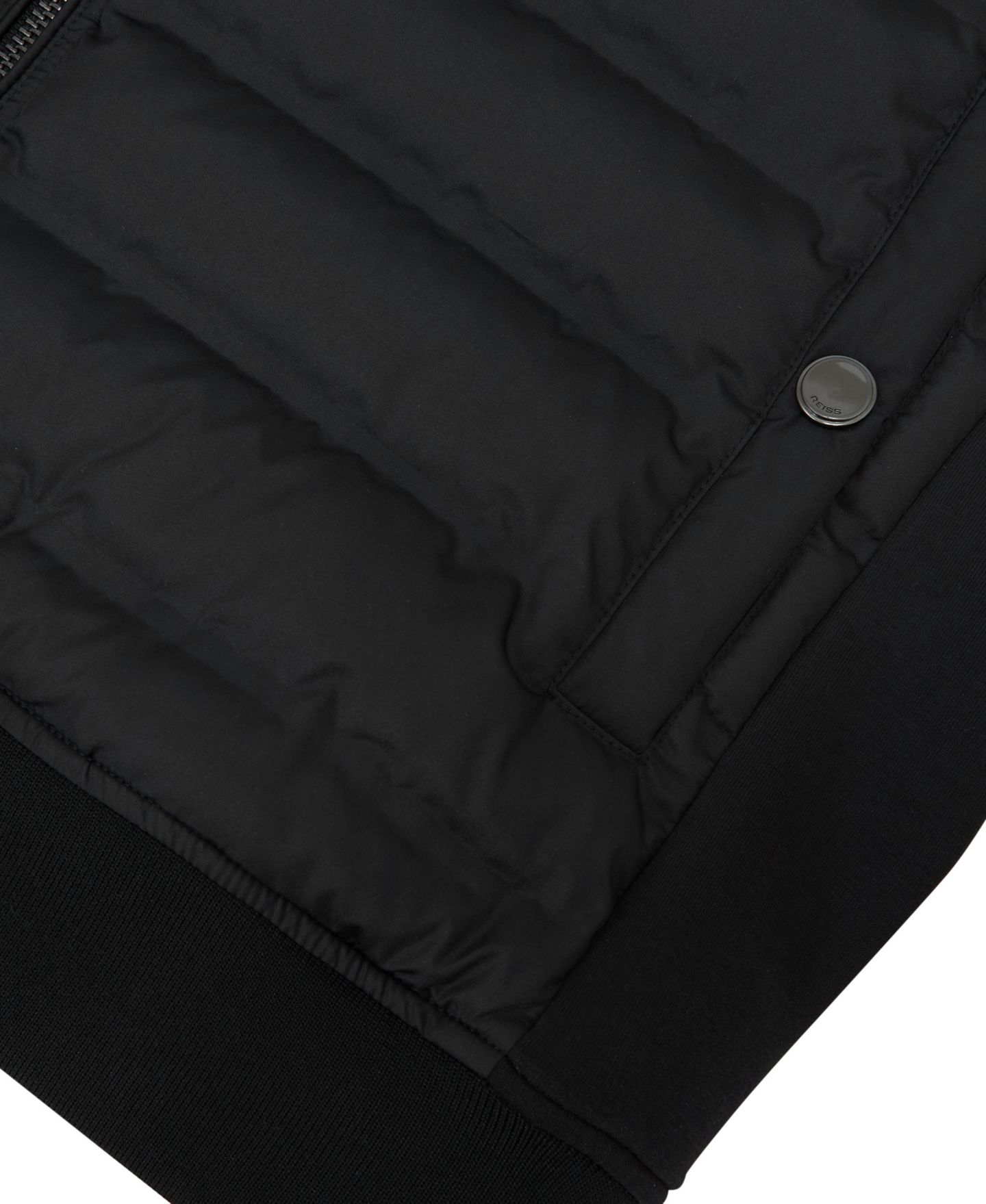 Мужская куртка REISS Rami Quilted-Hybrid Bomber, цвет: Чёрный — фото 4