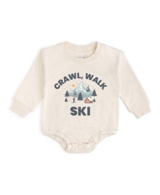 Baby Boys' Crawl, Walk, Ski Long-Sleeve Snap-Closure Sensory-Friendly Romper