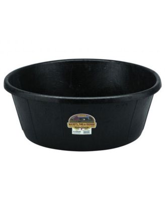 Durable Weatherproof 15 Gallon Rubber Tub Feeder Pan Bowl, Black