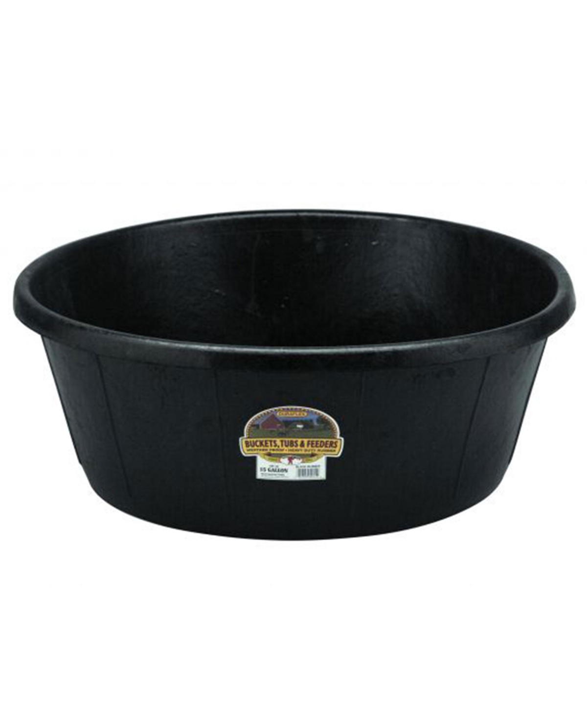 Little Giant Durable Weatherproof 15 Gallon Rubber Tub Feeder Pan Bowl, Black