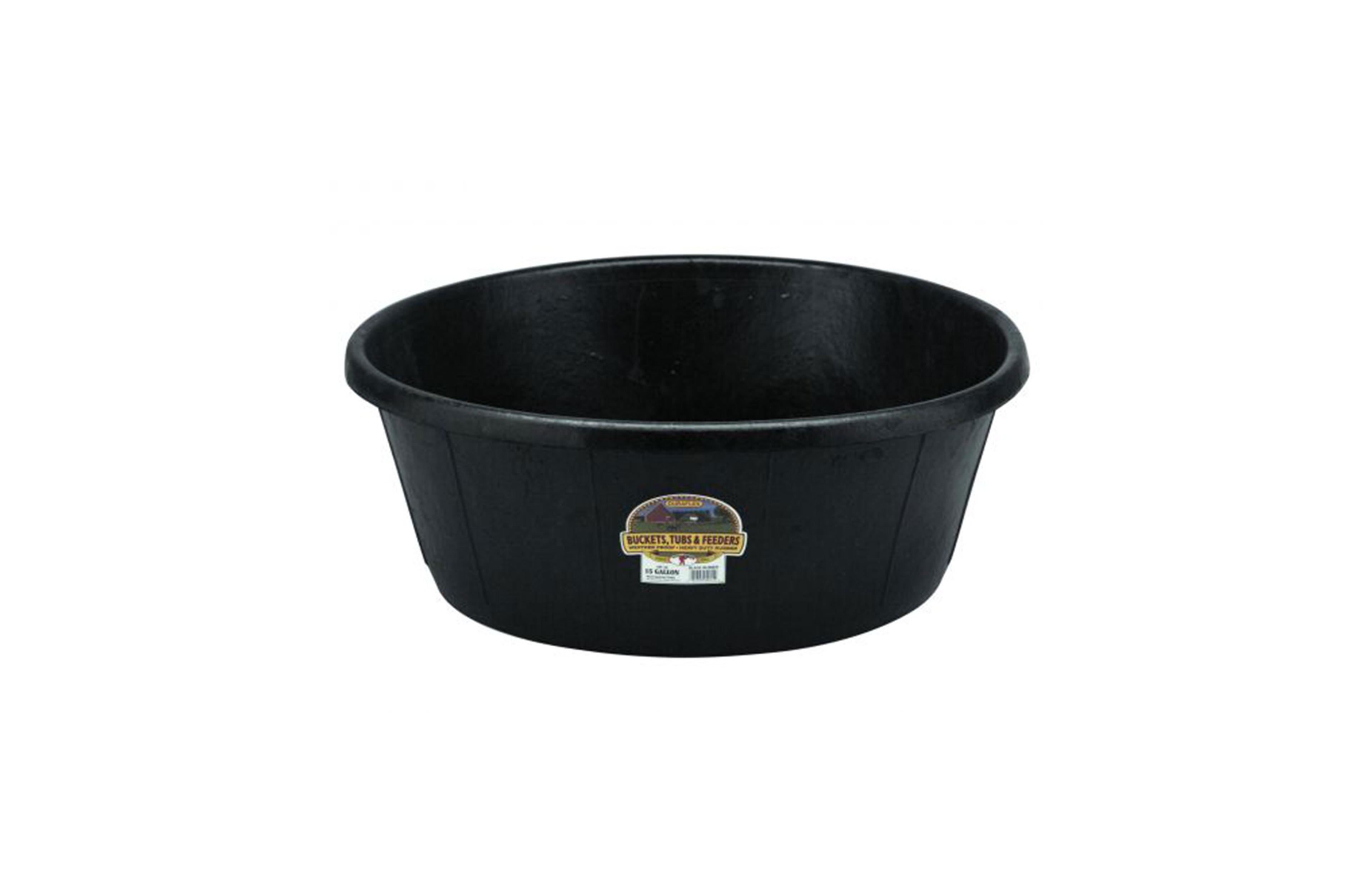 Little Giant Durable Weatherproof 15 Gallon Rubber Tub Feeder Pan Bowl, Black