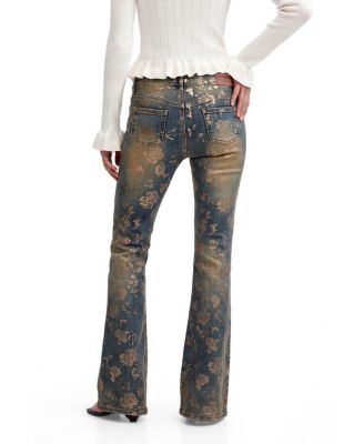 Women's Shiny effect flare jeans