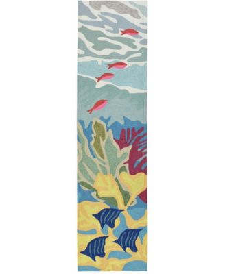 Ravella 2275 Ocean View Blue 2' x 8' Indoor, Outdoor Runner Area Rug