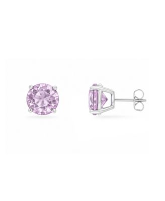 Purple Cubic Zirconia Round Stud Earrings