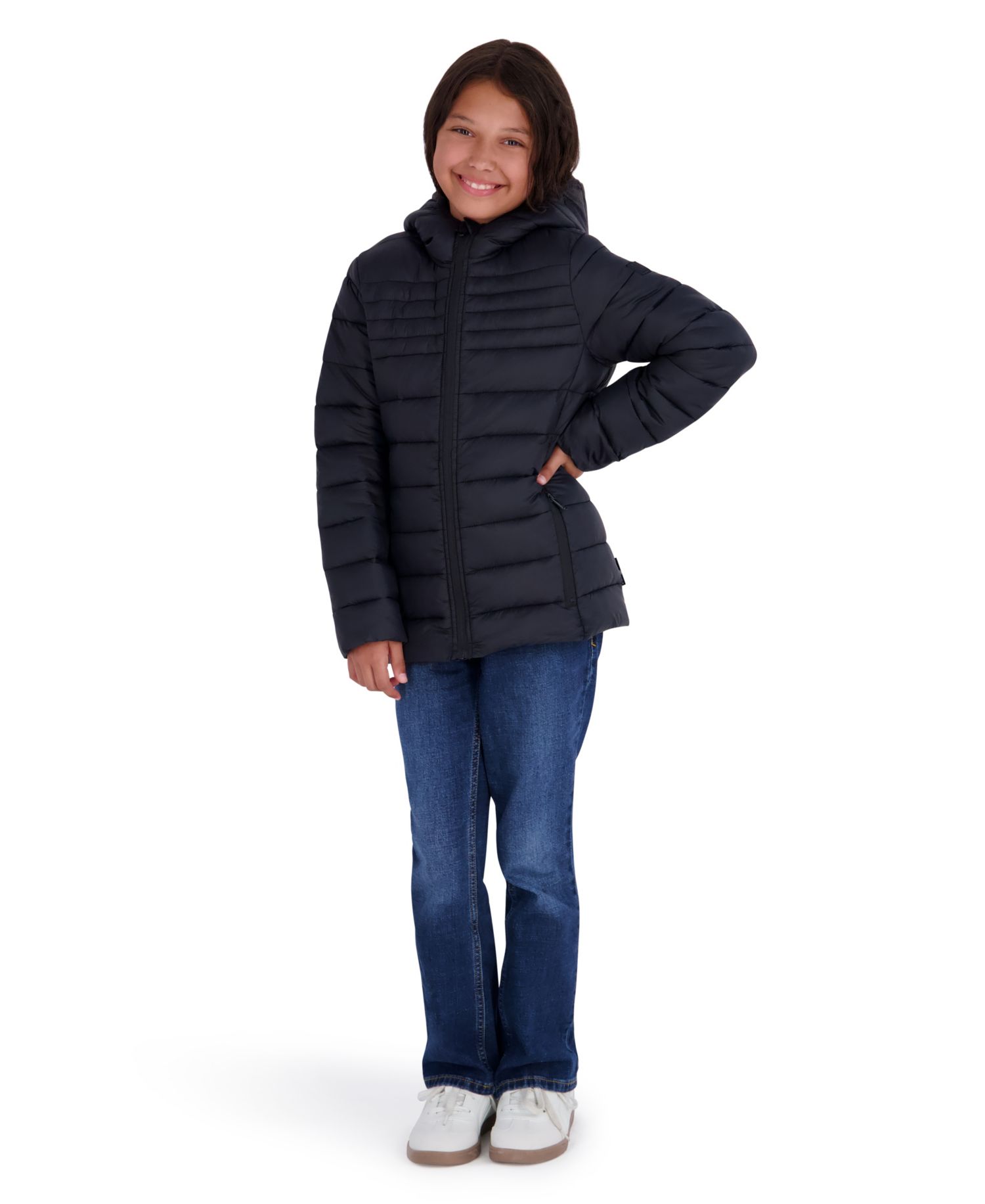 Girls' 5-16 Lightweight Hooded Packable Jacket
