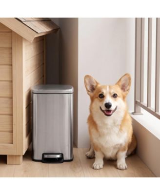 1.3 Gal Stainless Steel Pet Waste Trash Can with Step-On Pedal Quiet Close Lid Removable Inner Bucket