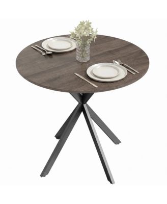 31.5" Small Round Dining Table for 2, Cross Steel Legs
