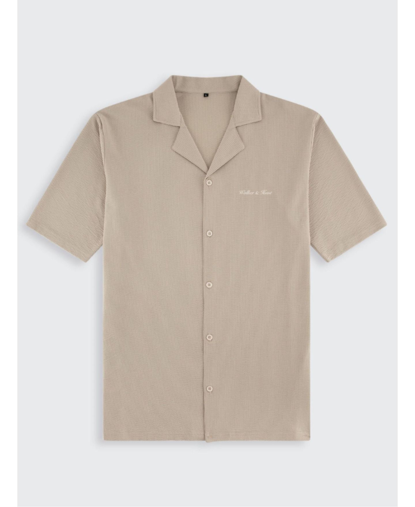 Мужская рубашка Walker & Hunt Short Sleeve Seersucker, цвет: Серо-бежевый — фото 4