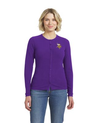 Women's  Purple Minnesota Vikings Ribbed Full-Button Cardigan Sweater