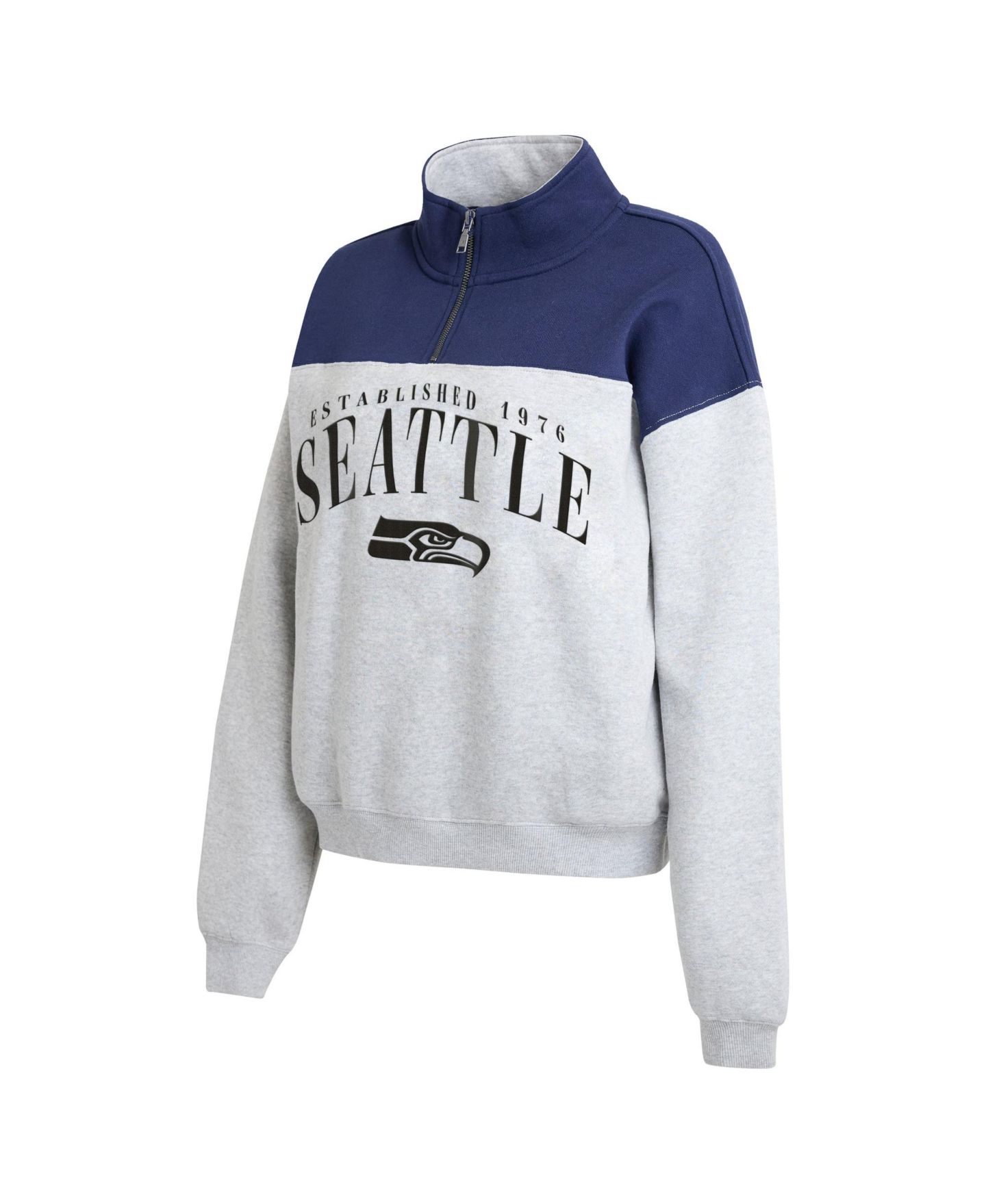 Женский свитер WEAR by Erin Andrews Heather Gray Seattle Seahawks Colorblock Half-Zip Pullover — фото 4