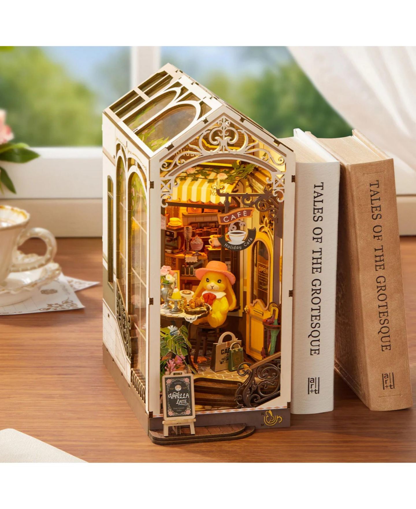 Детский пазл Robotime Holiday Cafe 171-Piece 3D Wooden Book Nook Puzzle, Dual LED Lighting, от 14 лет — фото 4