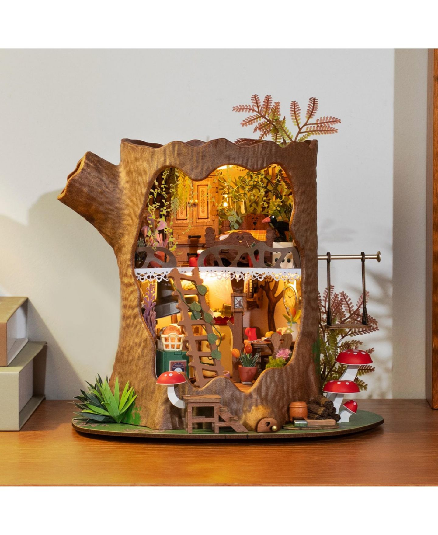 Детские куклы Robotime Fairytale Tree House 3D Wooden Puzzle DIY Craft Kit, Ages 14+ — фото 3