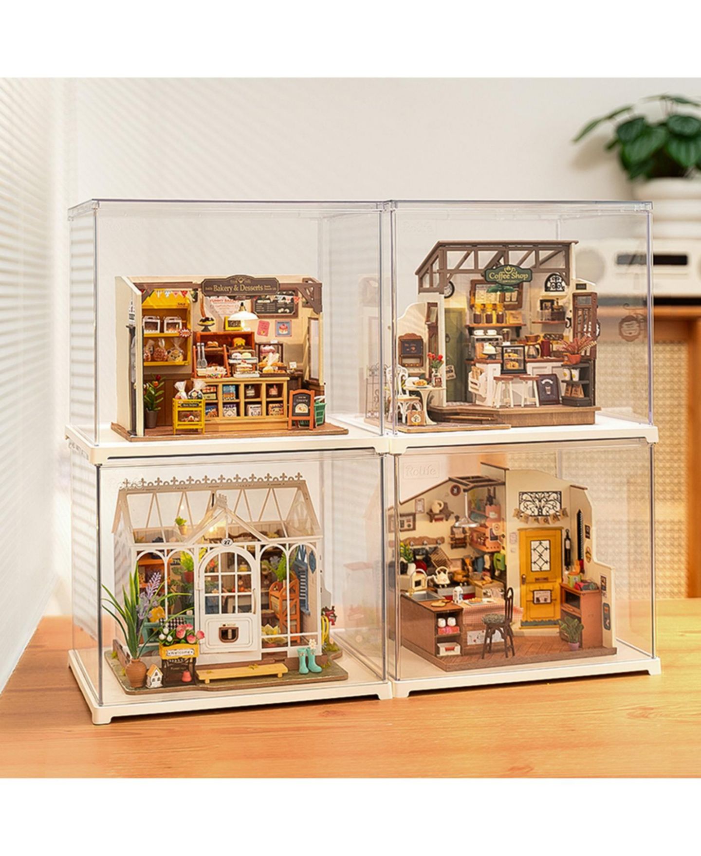 Детские куклы Robotime Clear Dust-Proof Display Case, 11.3" x 9.3" x 9.61", 6-Piece, Ages 14+ — фото 6
