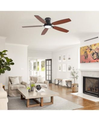 52-in Minimalism Dual-Sided Black 5-Blade Modern Ceiling Fan with Light Kit, Remote, Indoor Flush Mount Propeller Fan