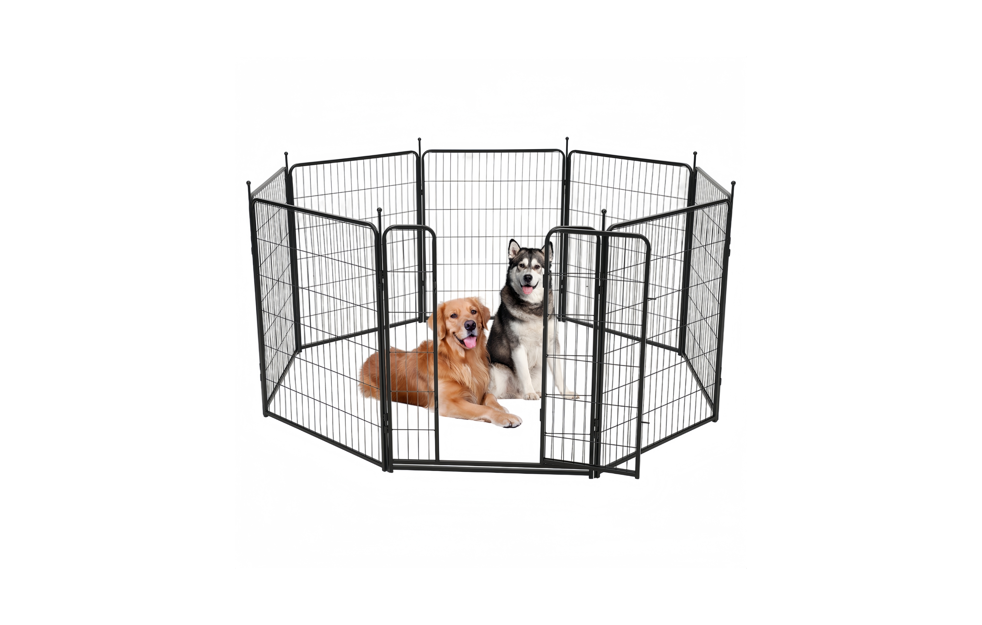 Lalfpet Dog Playpen,40 Inch(H) 21 Ft(L) 8 Panels Dog Fence Indoor/Outdoor ,Heavy Duty Metal Pet Puppy Exercise Pen, Wide Door Low Threshold