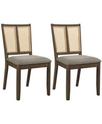 Curved Backrest Dining Chair Set of 2 with Cushioned Seat