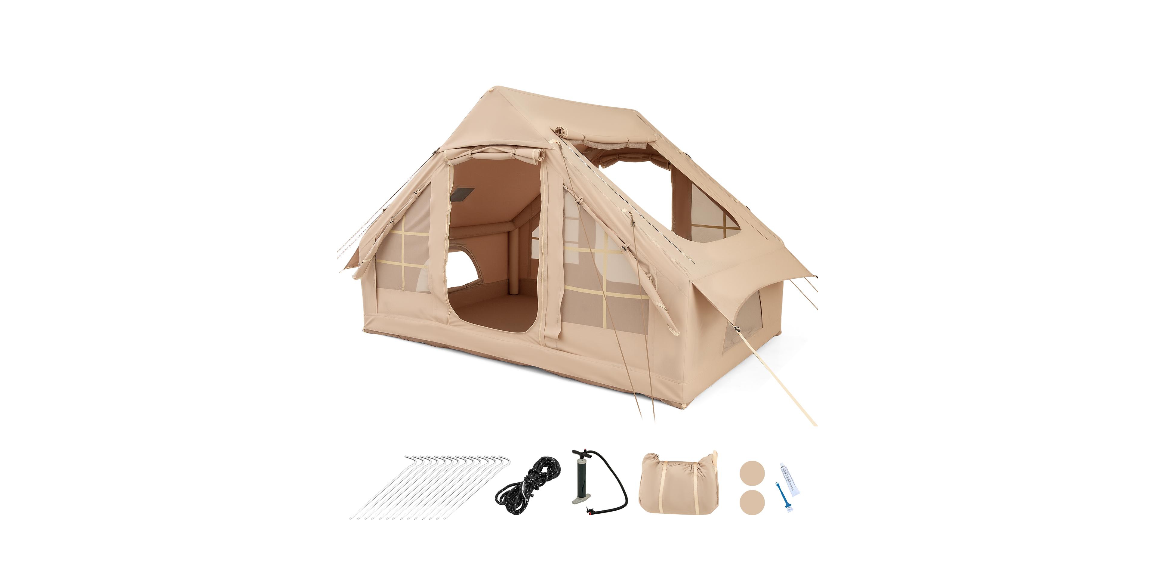 Mecale Inflatable Camping Tent for 4-6 People with Skylights and Pump