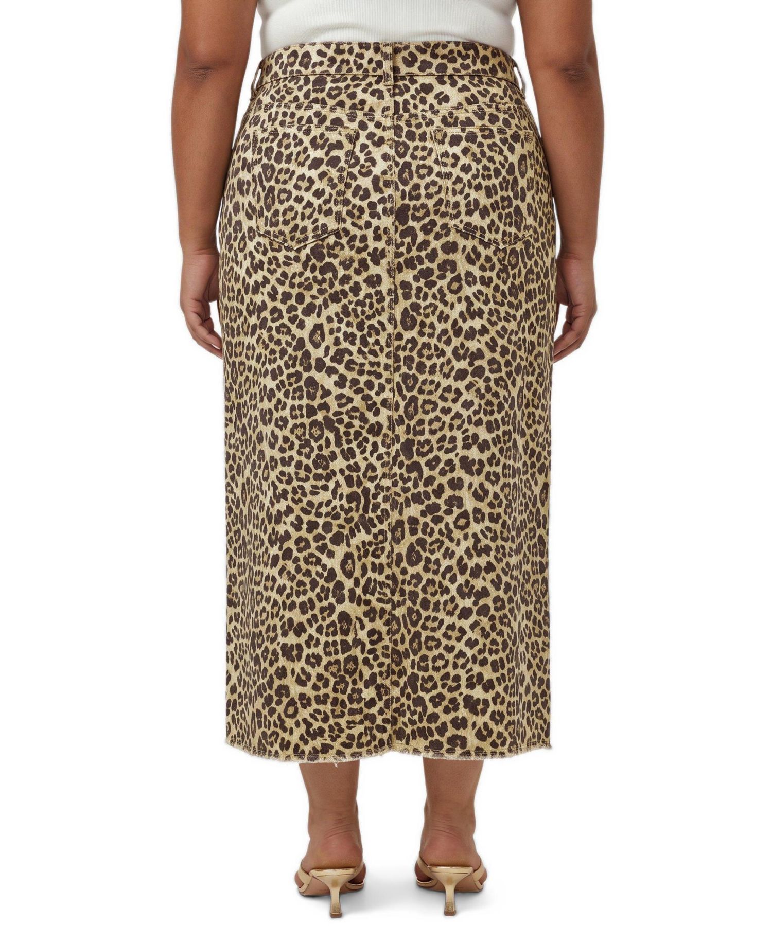 Plus Size High-Waisted Denim Midi Skirt