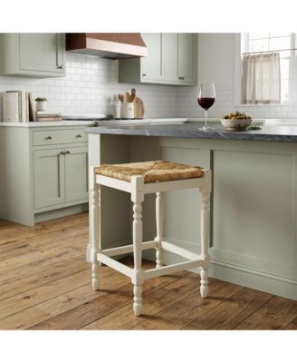 Natural Fabric And Wood Counter Height Bar Chair
