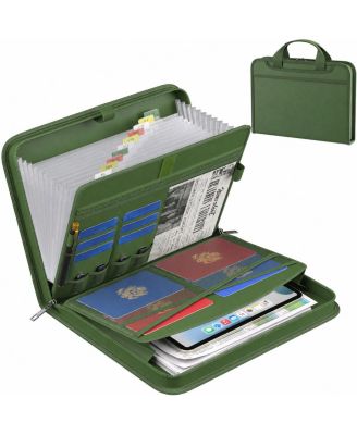 Fireproof Expanding Accordion File Organizer 13 Pockets Labels Handle Portable Document Storage