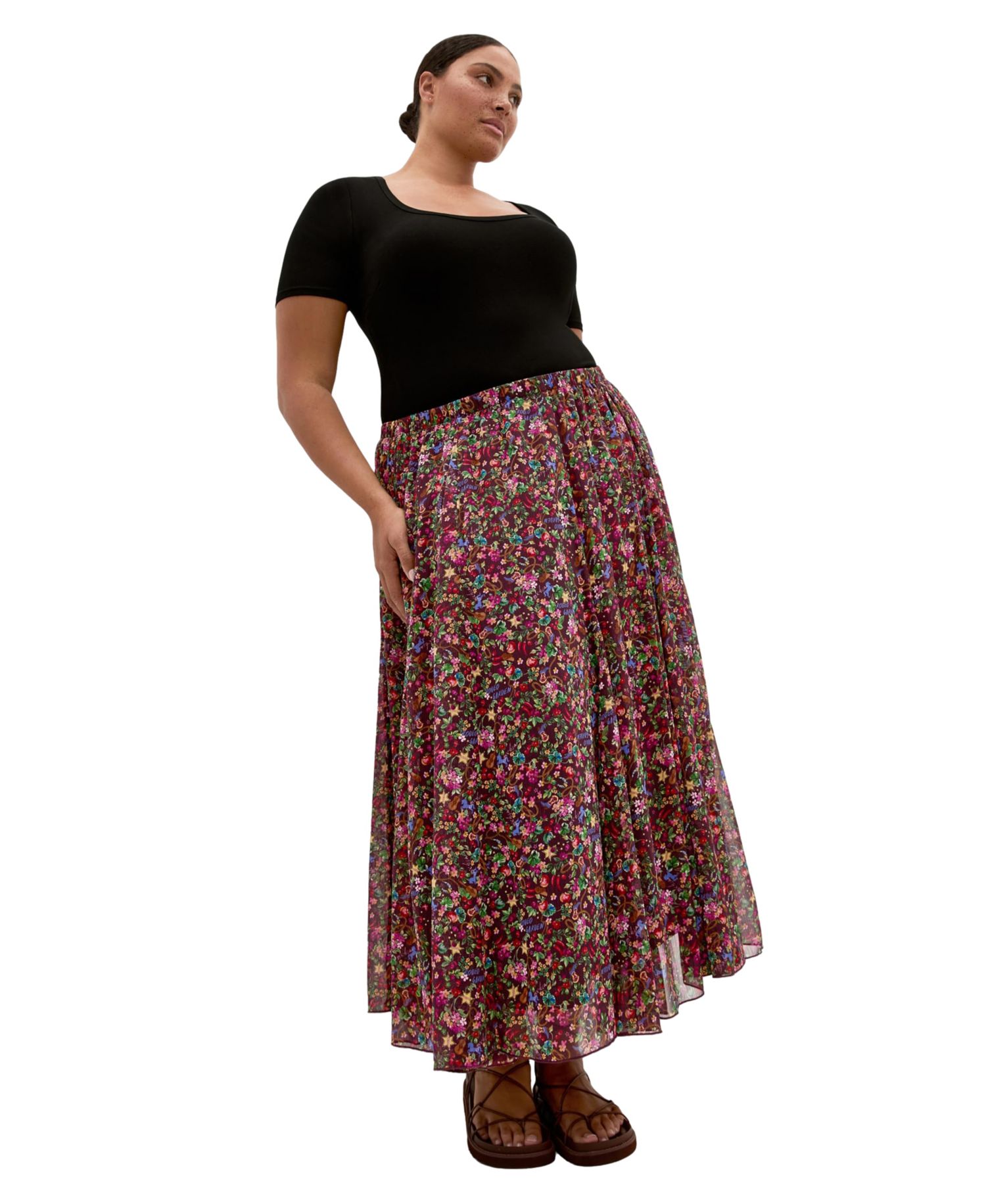 Women's Plus Size Serena Ditsy Print Maxi Skirt