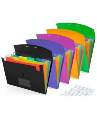 5 Pack 7 Pockets Expanding File Folder Accordion Organizer A4 Letter Size Document Holder