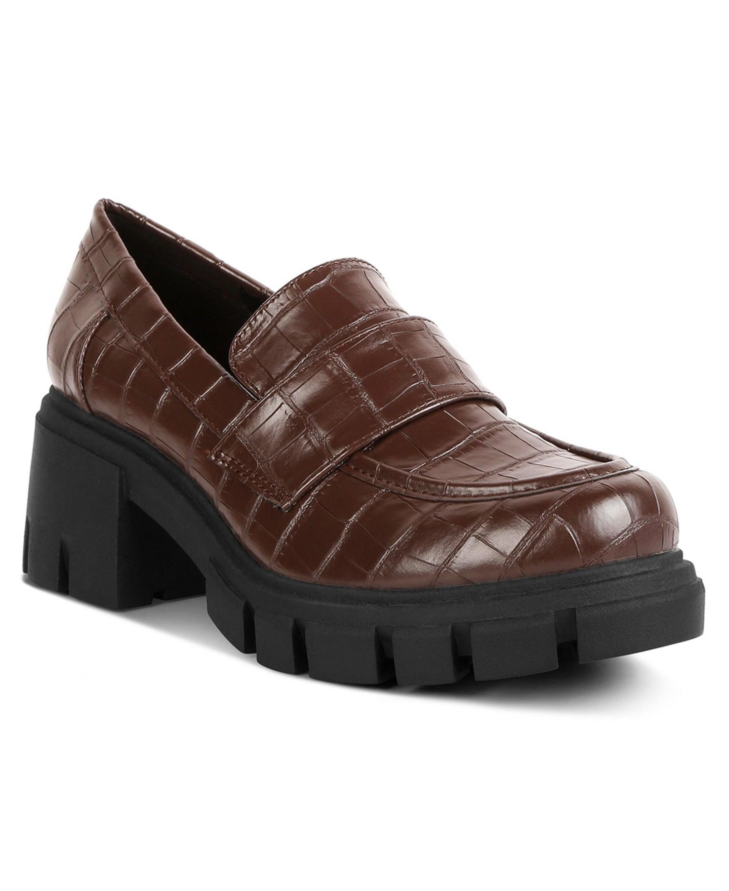 Женские туфли London Rag Women benz chunky block heel, цвет: Коричневая искусственная кожа — фото 5