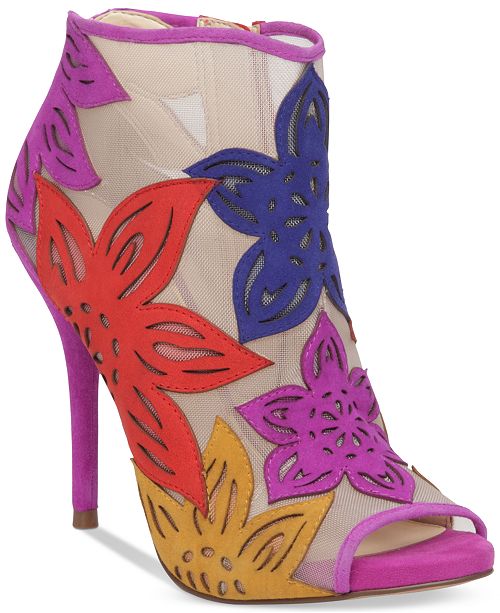 Jessica Simpson Bliths Floral Mesh Peep Toe Ankle Booties