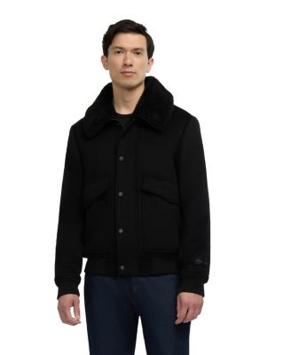 Men's Lebron Lightweight Wool-Blend Faux-Sherpa Collar Bomber Jacket