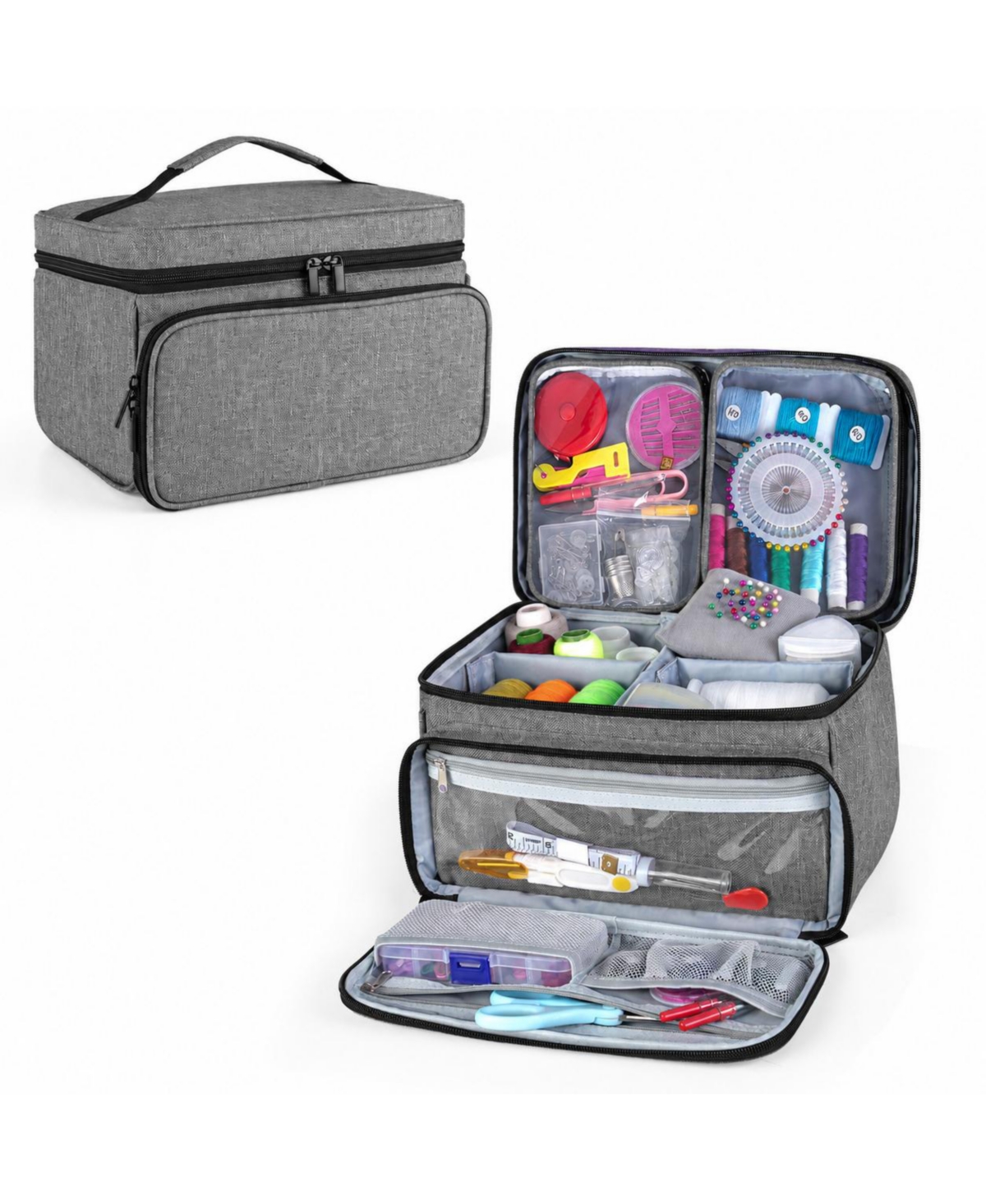 Aeelike Heavy Duty Nylon Sewing Organizer with Detachable Pockets and Pin Cushion