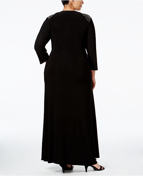 R & M Richards Plus Size Beaded Surplice Gown & Reviews - Dresses ...
