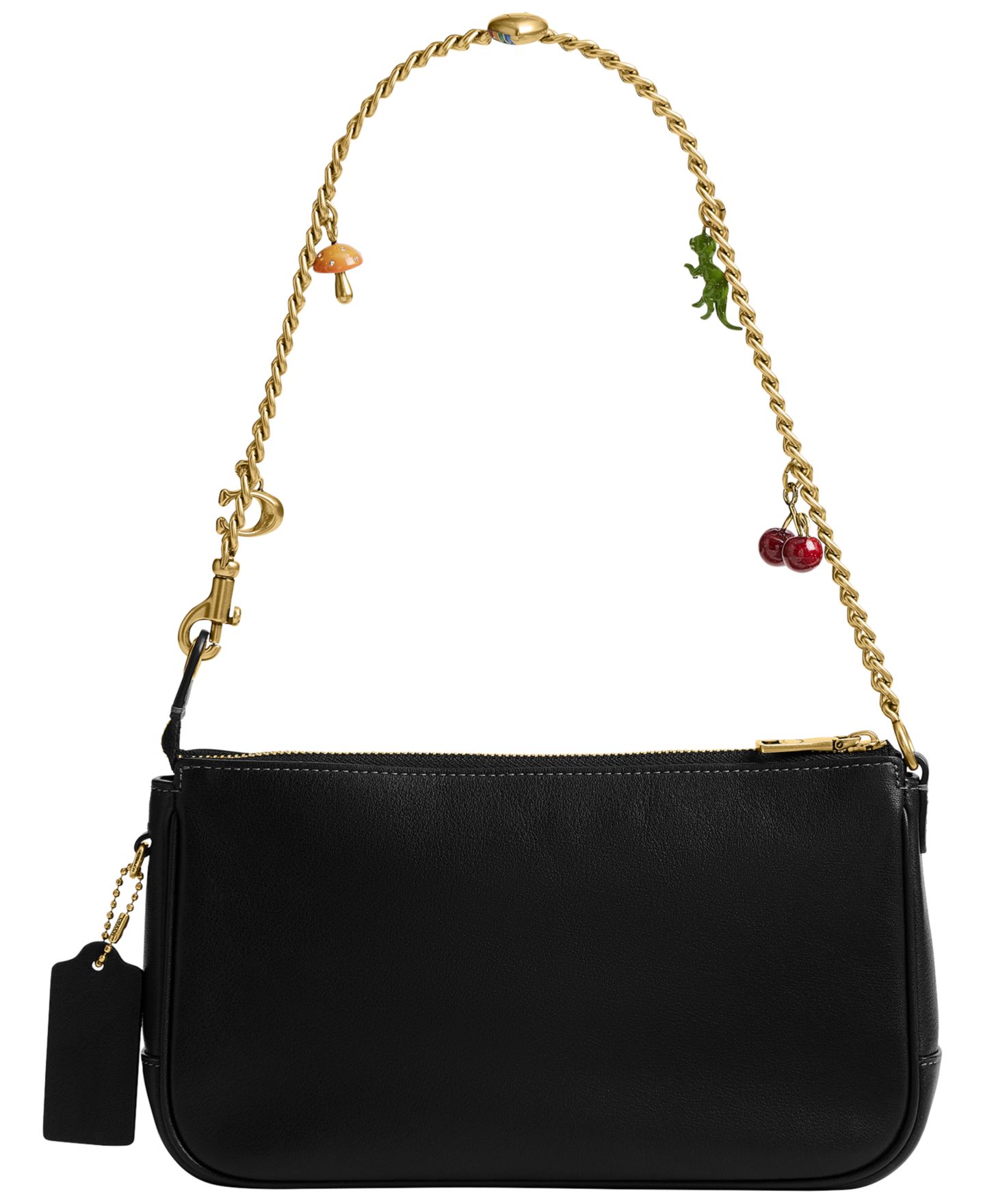Женская сумка COACH Plaza Small Leather Shoulder Bag with Charms, цвет: Латунный / Чёрный — фото 2