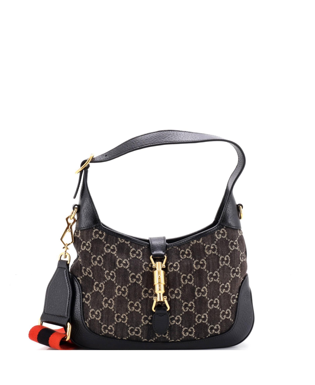 Pre-Owned Gucci Small Jackie 1961 Hobo Gg Denim - Black