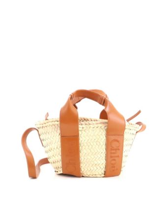 Small Sense Basket Tote Raffia with Leather