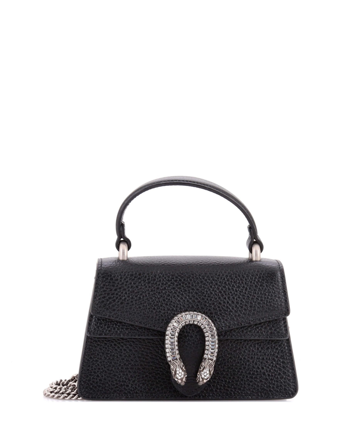 Pre-Owned Gucci Mini Dionysus Top Handle Bag Leather with Crystals - Black