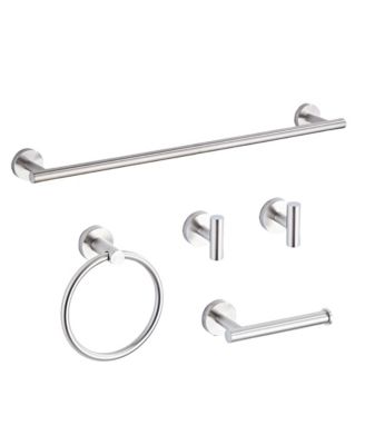5 Piece 24" Bathroom Hardware Set Towel Rack Bar Wall Mounted Kit