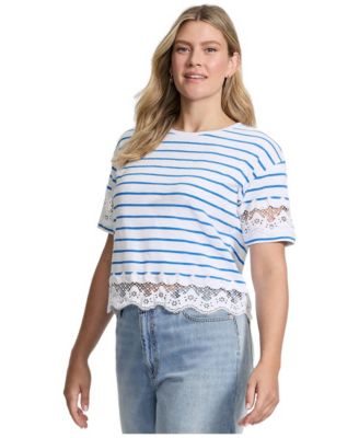 Women's Short Sleeve Slub Jersey Cutwork T-Shirt